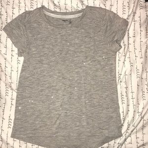 Gap Kids Size S 6-7 gray glitter pocket tee